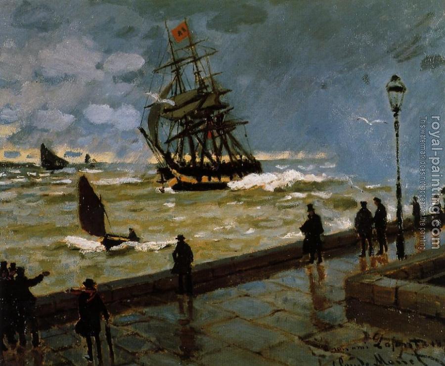 Claude Oscar Monet : The Jetty at Le Havre in Rough Westher